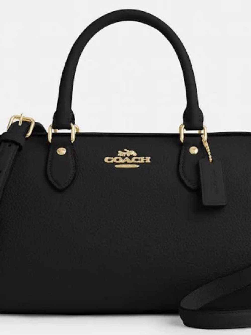 COACH Rowan medium Black Leather Dome Satchel with Gold Hardware - Picture 10 of 16